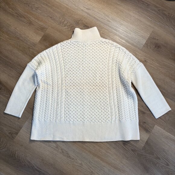 Ayr Le Square oversized Merino Wool sweater ivory snow size S small cable knit - Picture 11 of 12